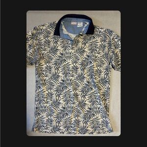 Bugle Boy Yatch Core XL comfy Collared T Shitt Palm Print Hawaiian Polo